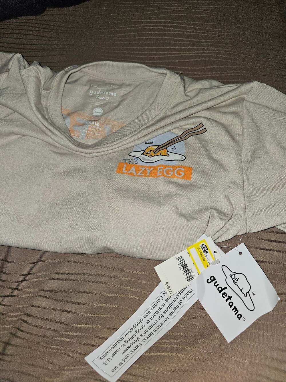 Sanrio Gudetama The Lazy Egg T-Shirt Size Small Beige